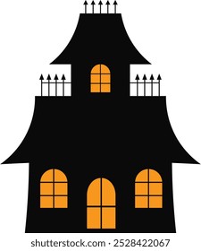 Halloween Haunted House Isolated on White Background. Vector Illustration.