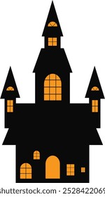 Halloween Haunted House Isolated on White Background. Vector Illustration.