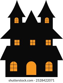 Halloween Haunted House Isolated on White Background. Vector Illustration.