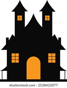 Halloween Haunted House einzeln auf weißem Hintergrund. Vektorgrafik.