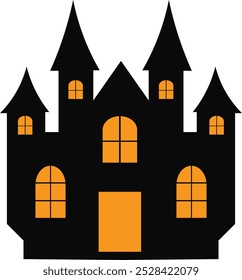 Halloween Haunted House Isolated on White Background. Vector Illustration.