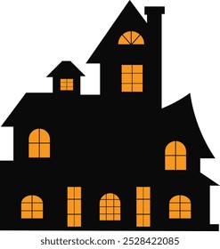 Halloween Haunted House Isolated on White Background. Vector Illustration.