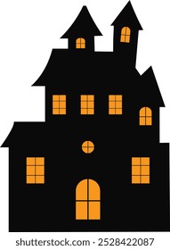 Halloween Haunted House Isolated on White Background. Vector Illustration.