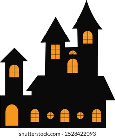 Halloween Haunted House einzeln auf weißem Hintergrund. Vektorgrafik.