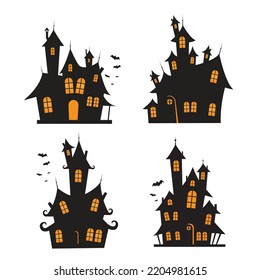 Halloween Haunted House Set Vector illustration Isolated on White Background