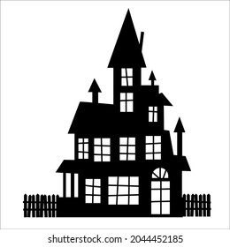 Halloween Haunted House Silhouette Castle Halloween Stock Vector ...