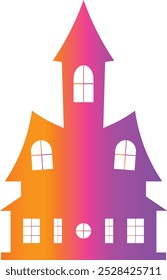 Halloween Haunted House Silhouette with Gradient Color Design. Vector Illustration.