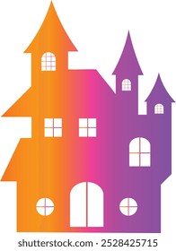 Halloween Haunted House Silhouette with Gradient Color Design. Vector Illustration.