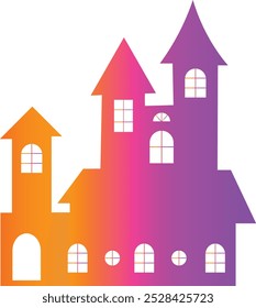 Halloween Haunted House Silhouette with Gradient Color Design. Vector Illustration.