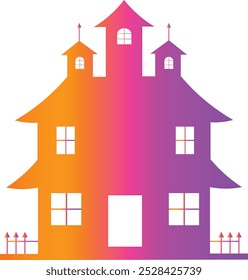 Halloween Haunted House Silhouette with Gradient Color Design. Vector Illustration.