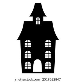 Halloween Haunted house silhouette isolated on white background