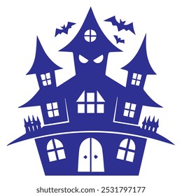 Halloween Haunted house silhouette, scene of ghost mansion. . Vector illustration, haunted Halloween house vector silhouette, Vintage Halloween House Icons. Eps10