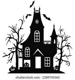 Halloween Haunted House Silhouette Vector Cartoon Stock Vector (Royalty ...