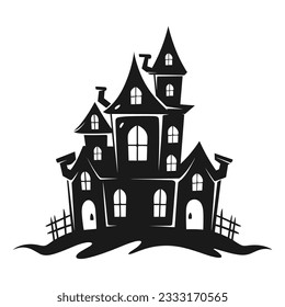 Halloween haunted house silhouette 
 vector illustration, Spooky house,  buildings isolated on white background