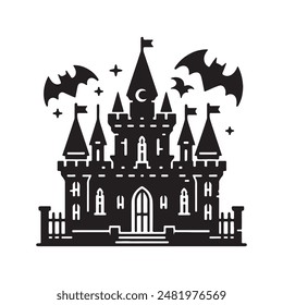 Halloween Haunted house silhouette vector, halloween background vector