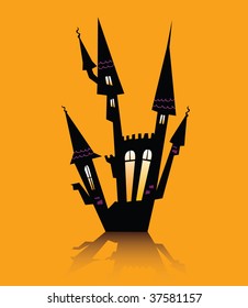 Halloween haunted house. Haunted house silhouette. Vector icon.