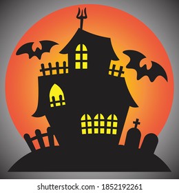 Halloween haunted house symbol vector illustration