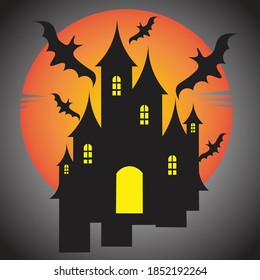 Halloween haunted house symbol vector illustration
