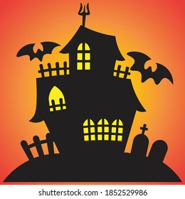 Halloween haunted house symbol vector illustration