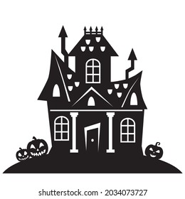 Halloween haunted house vector cartoon illustration