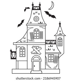 Halloween haunted house vector cartoon illustration