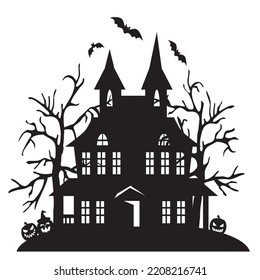 Halloween haunted house vector cartoon illustration