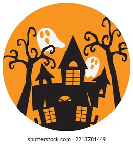 Halloween haunted house vector cartoon illustration