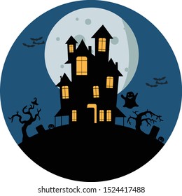 halloween haunted house vector dark