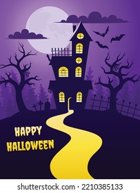 Halloween Haunted house. Vector design.