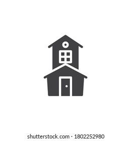 Halloween acosó el ícono del vector de la casa. signo plano relleno para concepto móvil y diseño web. Icono de glifo de casa embrujada. Símbolo, ilustración del logotipo. Gráficos vectoriales