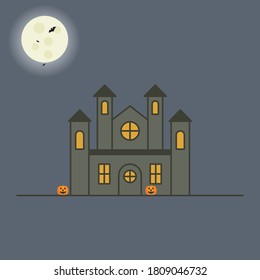 Halloween haunted house vector icon illustration