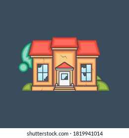 Halloween haunted house vector icon illustration. With the color palette 