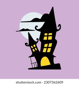 Halloween Haunted House Vector Icon Art