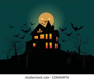 halloween haunted house vector illustration