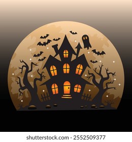 Halloween Haunted House Vector Illustration