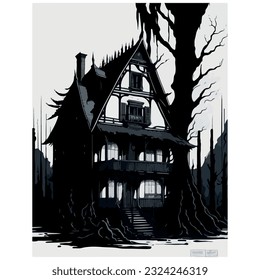 halloween haunted house vector image illustration