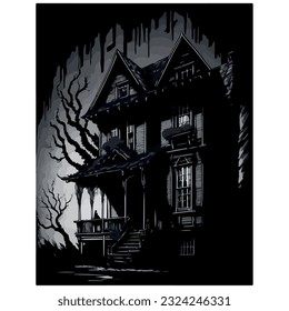 halloween haunted house vector image illustration