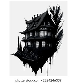 halloween haunted house vector image illustration