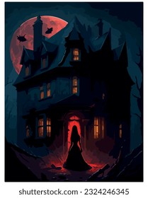 halloween haunted house vector image illustration