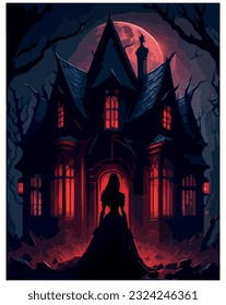 halloween haunted house vector image illustration