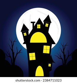halloween haunted house vector image illustration design