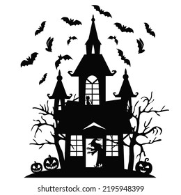 Halloween haunted house. Witch house vector cartoon illustration.