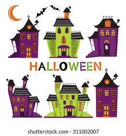 Halloween haunted houses collection. vector format illustration