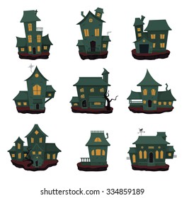 Halloween haunted houses collection. vector format illustration