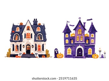 Casas assombradas do Halloween. Elemento Halloween. Decoração de Halloween