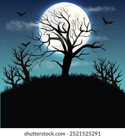 halloween haunted night forest background 