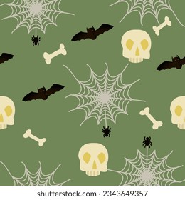 Halloween Haunts: Bat, Spiderweb,  Bones and Skull Pattern