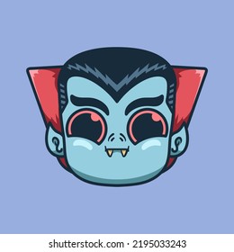 Halloween head Dracula cute illustration