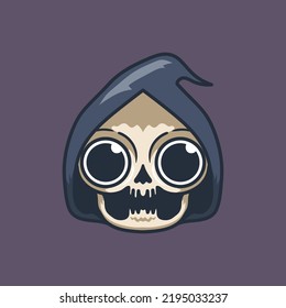 Halloween head Grim reaper cute illustration