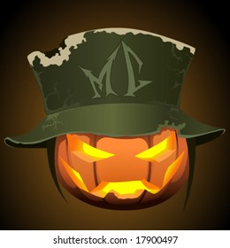 Halloween head lantern in hat